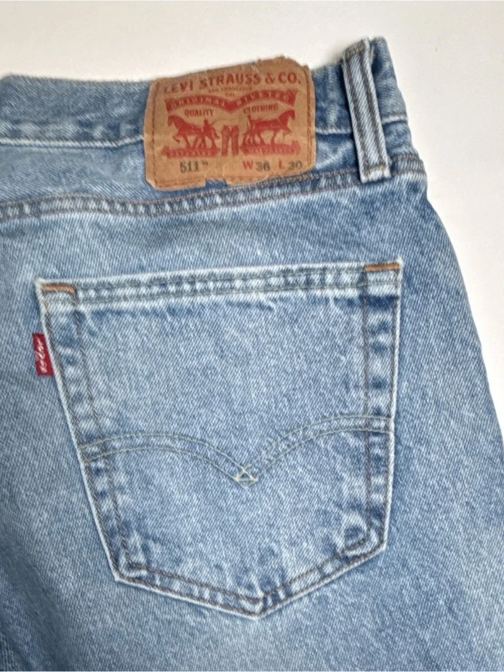 Levi's 511 Men’s Light Blue Straight Distressed Jeans 36x30